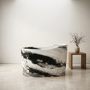 Stone tub | Asymmetrical black veining | 47.24 Inch Length | Panda White