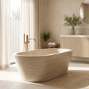 Marble bathtub in Pearl Linen limestone - Image 6