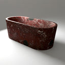 Marble bathroom tub in Rosso Lepanto - Image 2