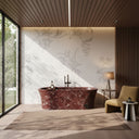 Marble bathroom tub in Rosso Lepanto - Image 2