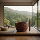 Marble soaking tub in Rosso Lepanto - Image 1