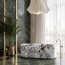 White marble bathtub in Calacatta Monet - Image 1