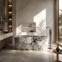 Natural stone bathtub in Calacatta Monet - Image 1