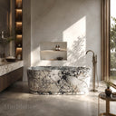 Natural stone bathtub in Calacatta Monet - Image 1