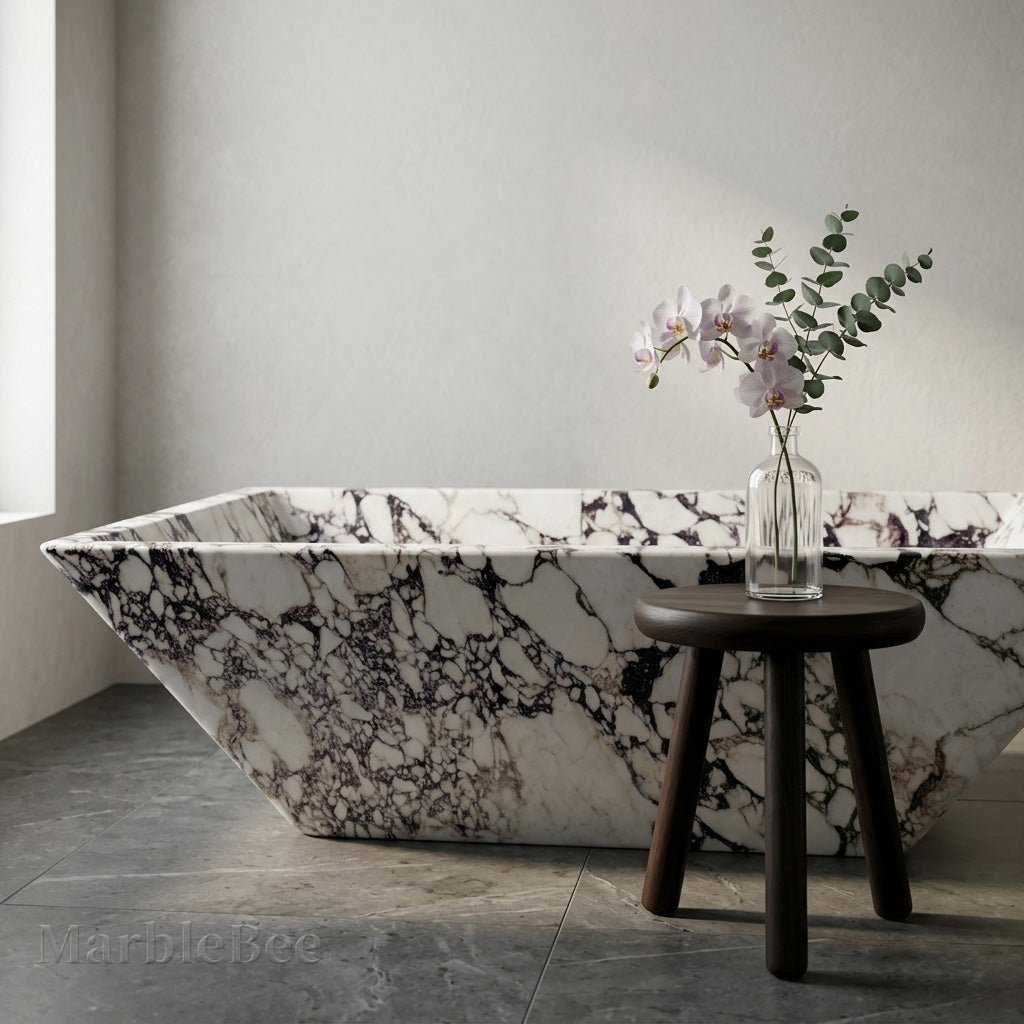 Freestanding marble tub | Honed Finish | Calacatta Monet – Marblebee