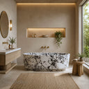 Natural stone bathtub in Calacatta Monet - Image 1