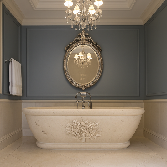 Moonlight Beige Limestone Bathtub