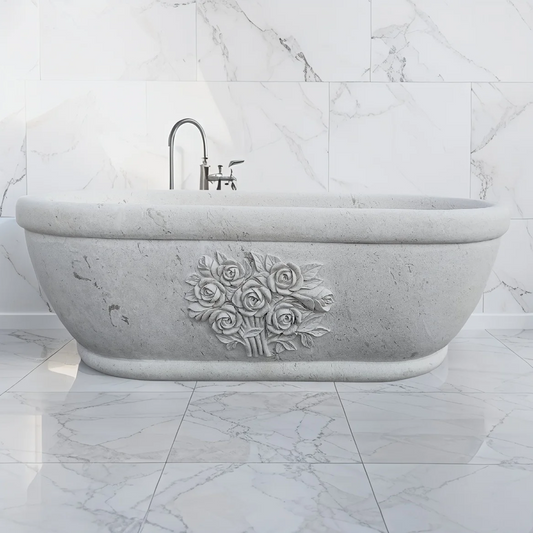 Moonlight Beige Limestone Bathtub