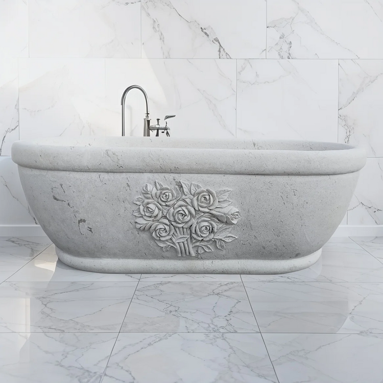 Moonlight Beige Limestone Bathtub