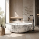 Stone freestanding tub in Calacatta White Marble - Image 1
