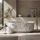 White marble bathtub in Calacatta White Marble - Image 1