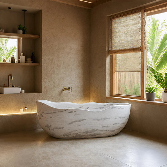 Moon White Marble Unique Design Bathtub