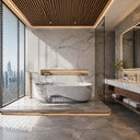 Stone freestanding tub in Milas Lilac - Image 5