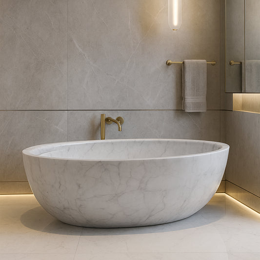Arabescato Luxury Bathtub with Wine Holder