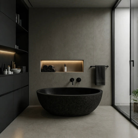 Limestone Bathtub-Black Stone