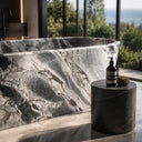blue marble bathtub in Valgri white - Image 2