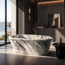 solid marble bathtub in Valgri white - Image 2