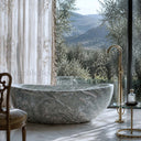 solid marble tub in Verde Rosato Imperiale - Image 2