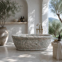 stone soaking tub in Verde Rosato Imperiale - Image 2