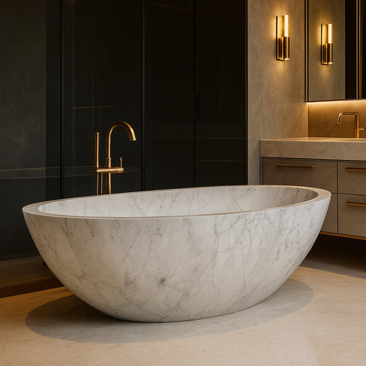 White Carrara Marble Bath