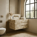 Freestanding Marble Vanity Sink With Drawer - Breccia Oniciata Marble