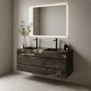 Floating Vanity with Marble Top Double Sink Custom Drawer