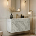 Freestanding Marble vanity Italy Carrara Pedestal Sink with drawer