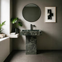 Marble Vanity with Single Sink - Green Verde Alpi Marble Pedestal Sink