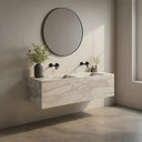 Marble vanity top with double sink and custom drawers