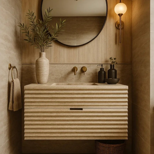 Travertine bathroom Vanity 24 Inch with custom drawer