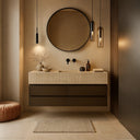 Marble top bathroom vanity with custom drawers