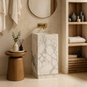 Marble Pedestal Sink with drawer Italy Arabescato Marble