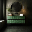 Floating Marble Vanity Green Marble with custom drawer