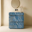Light Blue Marble Vanity Unit 35.34"Tall