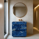 Dark Blue Marble Vanity Unit 35.34" Tall