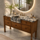 Marble Bathroom Vanity in Calacatta Crema Viola - Image 5