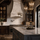 marble range hood in Calacatta Monet - Image 1