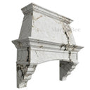 stone range hood in Calacatta Monet - Image 4