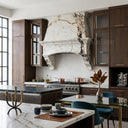 stone range hood in Calacatta Monet - Image 3