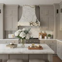 stone range hood in Calacatta Monet - Image 3