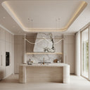 stone kitchen range hood in Calacatta Monet - Image 1