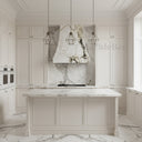 stone range hood in Calacatta Monet - Image 1