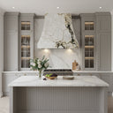 stone range hood in Calacatta Monet - Image 3