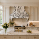 stone kitchen range hood in Calacatta White Marble - Image 4
