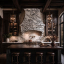 limestone range hood in Calacatta White Marble - Image 1