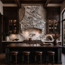 limestone range hood in Calacatta White Marble - Image 4