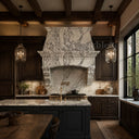 limestone kitchen hood in Calacatta White Marble - Image 4