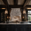 custom stone kitchen hoods in Calacatta White Marble - Image 4
