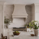 marble range hood in Crema Marfil Premium - Image 1