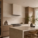 custom stone kitchen hoods in Crema Marfil Premium - Image 1